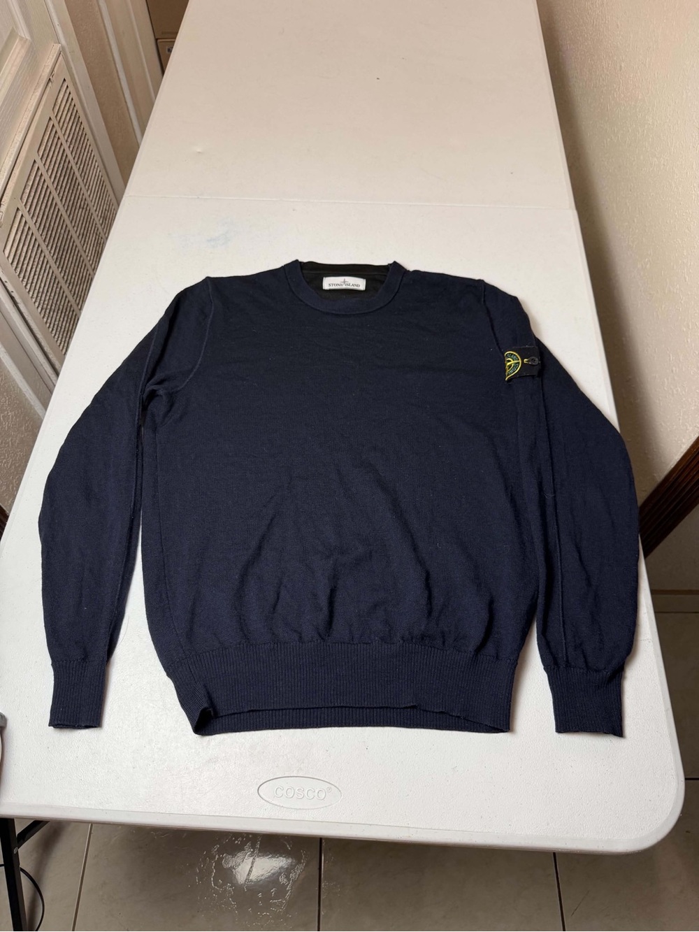 Women Vintage Stone Island Crewneck Sweatshirt Blue L size Sweater Knitted Patch